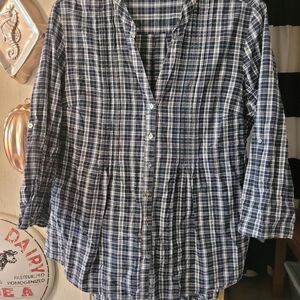 Cato Blue and White Casual Button Down Shirt